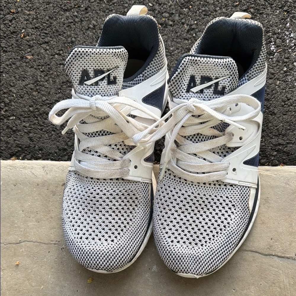 APL Kids White and Gray Knit Lace-Up Sneakers